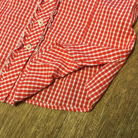 Lilly Pulitzer Red and White Gingham Plaid Long Sleeve Button Down Shirt Size 2 - Picture 9 of 15